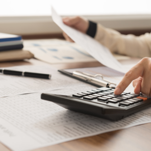 Calculator and financial documents